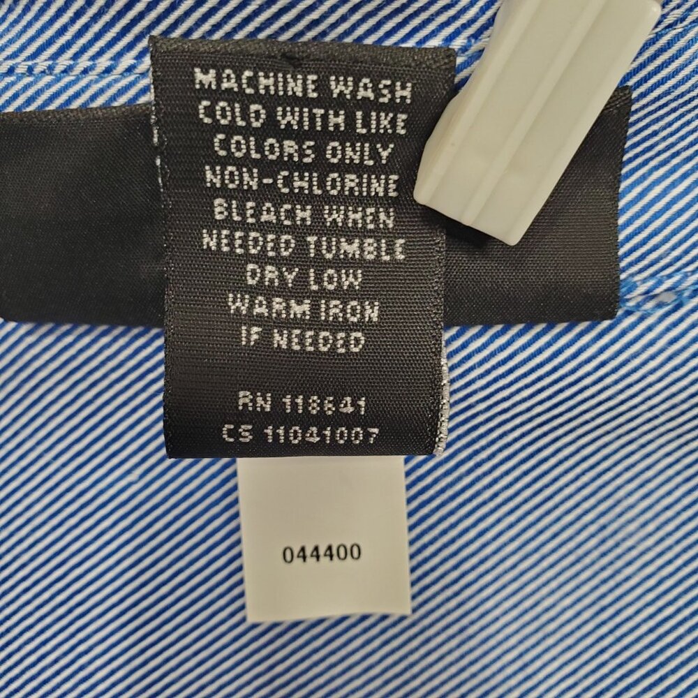 Lane Bryant Plus Size 24 Shirt Stripe Button Up Long Sleeve Collared Cotton Blue - Picture 9 of 10